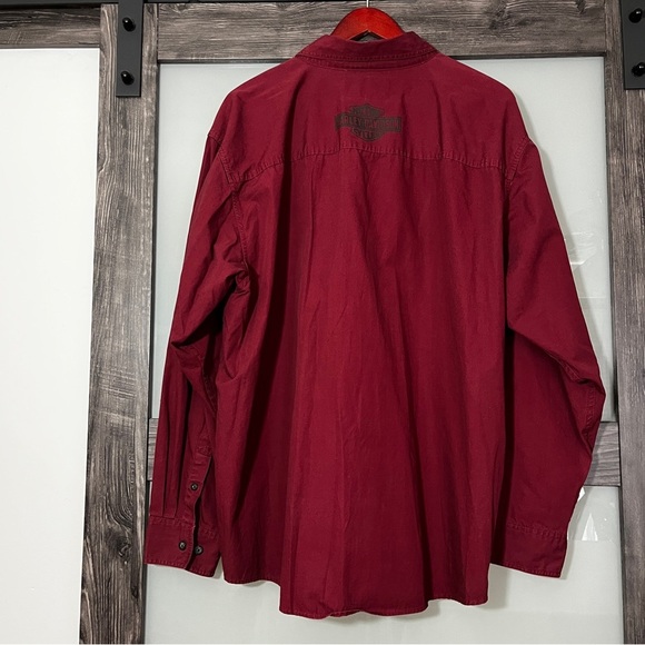 Harley-Davidson Men's Maroon Button-Down Shirt 100% Cotton Logo HOG Bikercore - Picture 3 of 9